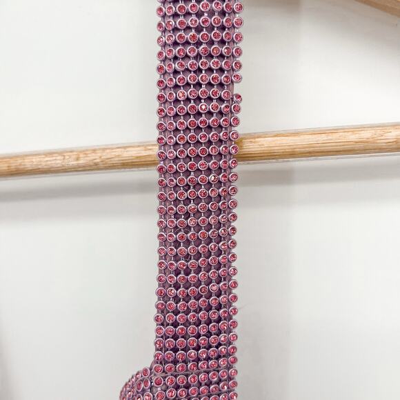 Meshki Meilani Low Back Diamante Mesh Dress Pink Small - Picture 5 of 9